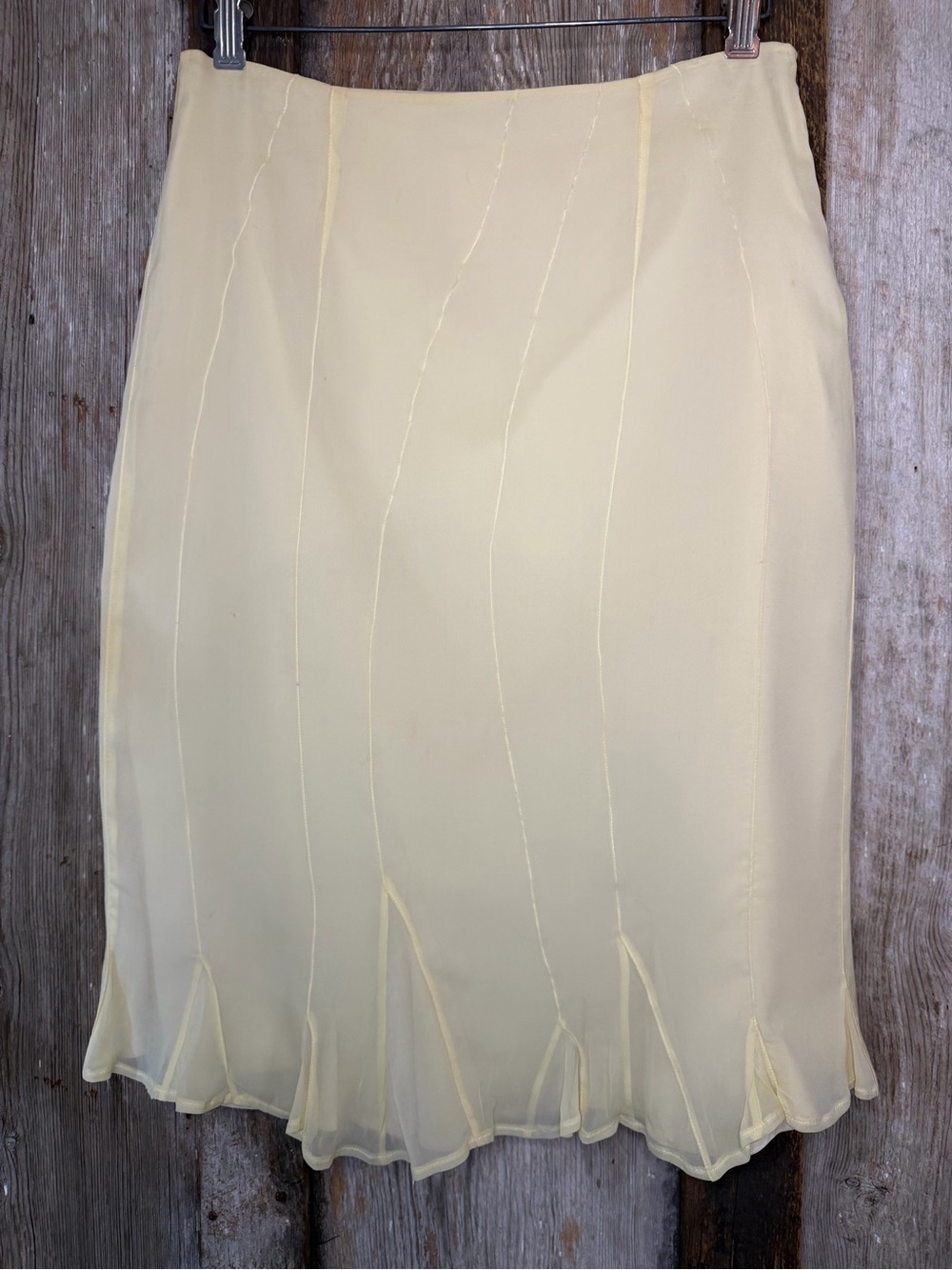 Jil Sander Silk Skirt Italy Pale Yellow Y2K Minimalist Luxe Midi Size 38/Small - Picture 3 of 16